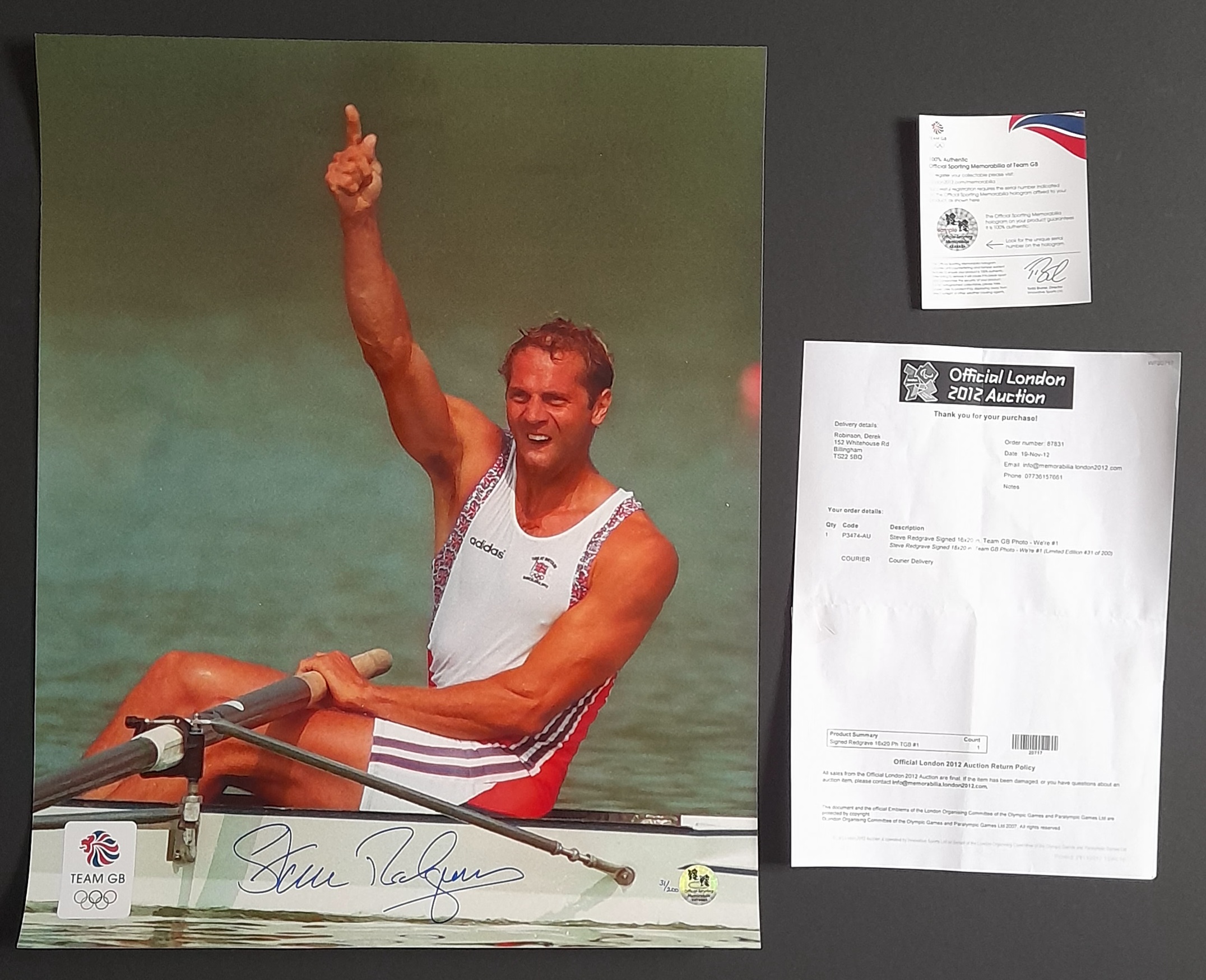 1992 OLYMPICS STEVE REDGRAVE OFFICIAL AUTOGRAPHED PHOTO