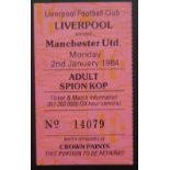 1983-84 LIVERPOOL V MANCHESTER UNITED TICKET