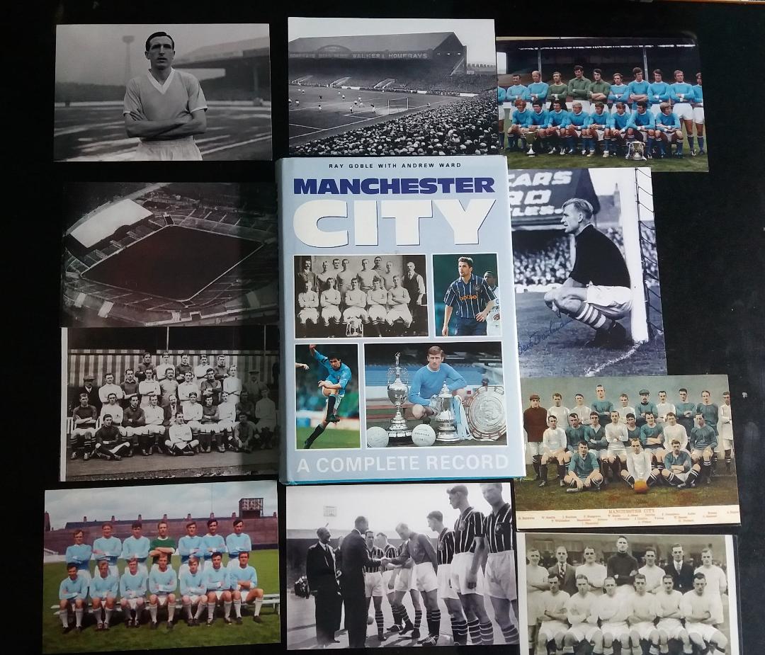 MANCHESTER CITY COMPLETE HISTORY BOOK & 10 QUALITY REPRINTED PHOTOS