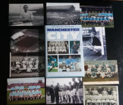 MANCHESTER CITY COMPLETE HISTORY BOOK & 10 QUALITY REPRINTED PHOTOS