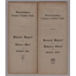 WARWICKSHIRE C.C.C. 1922 & 1925 ANNUAL REPORTS