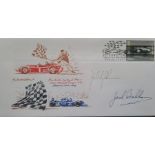 2007 SLVERSTONE MOTOR RACING LTD EDITION POSTAL COVER AUTOGRAPHED BY SIR JACK & DAVID BRABHAM