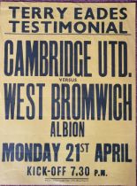 1979-80 CAMBRIDGE UNITED V WEST BROMWICH ALBION TERRY EADES TESTIMONIAL MATCH DAY POSTER