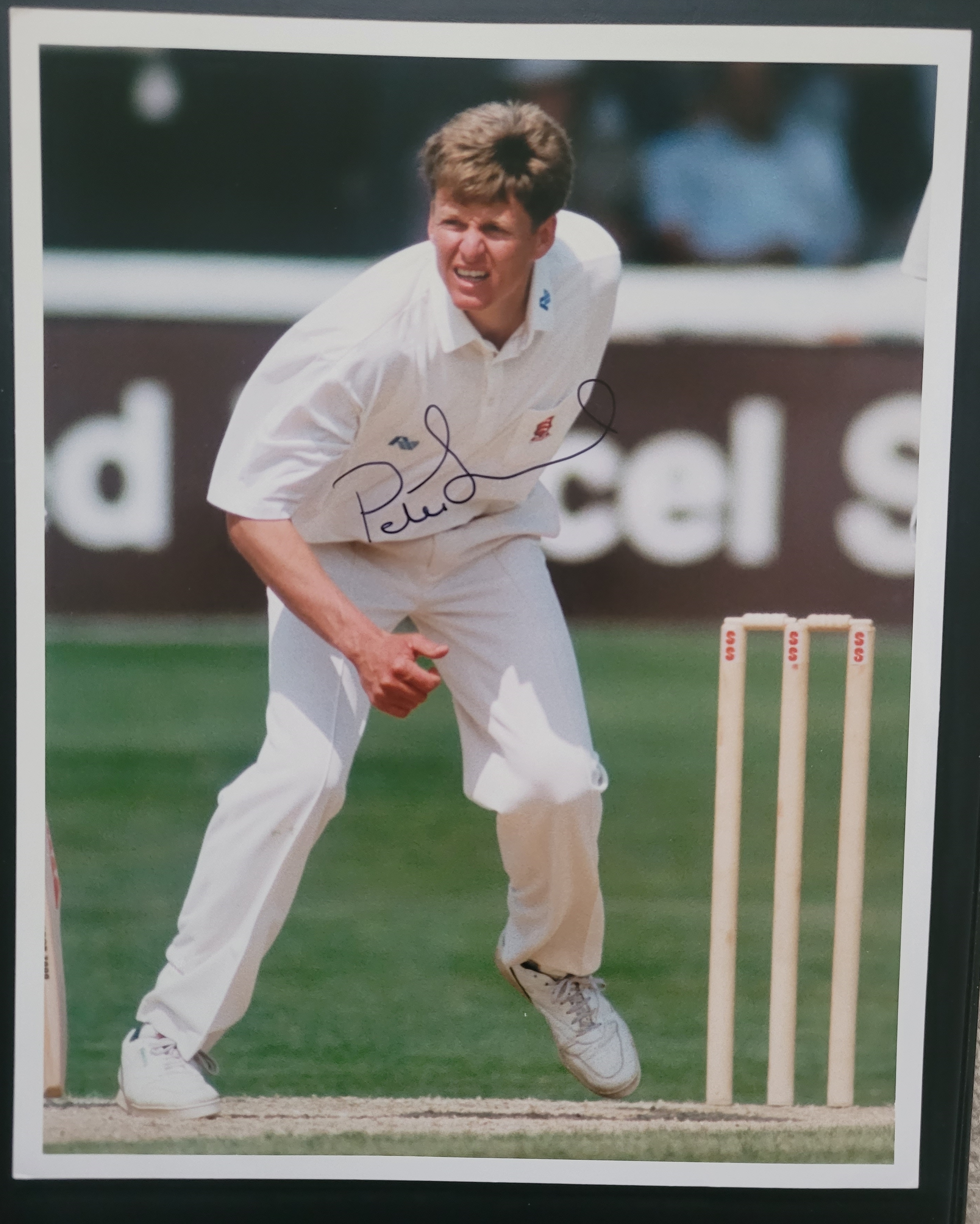 CRICKET PETER SUCH ESSEX AUTOGRAPHED PRESS PHOTO