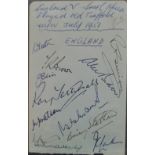 CRICKET 1951 AUTOGRAPH PAGE OF THE ENGLAND TEAM THAT PLAYED SOUTH AFRICA AT OLD TRAFFORD