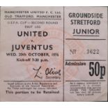 1976-77 MANCHESTER UNITED V JUVENTUS UEFA CUP TICKET