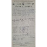 CRICKET 1956 ENGLAND V AUSTRALIA SCORECARD