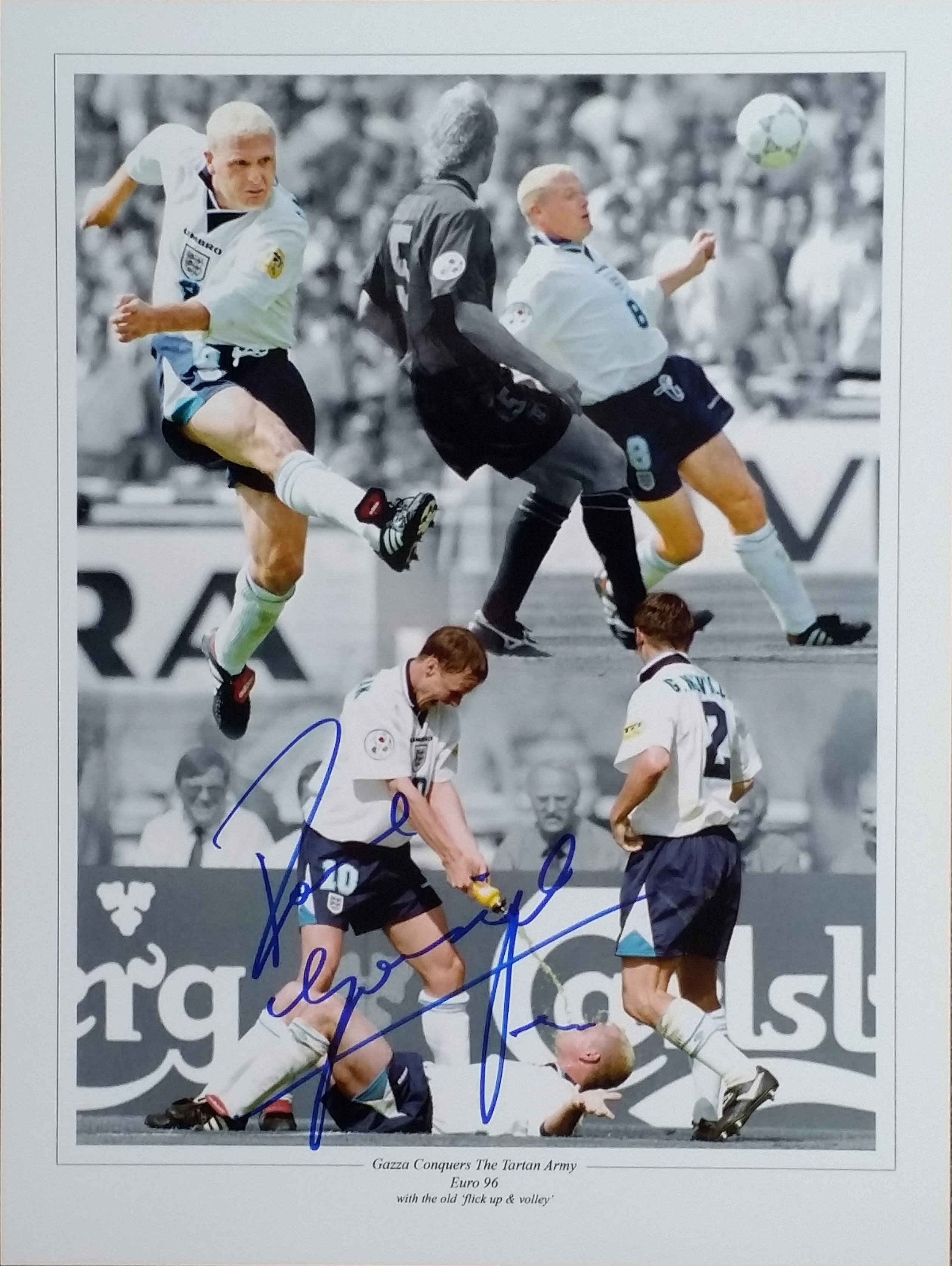 ENGLAND EURO 96 PAUL GASCOIGNE AUTOGRAPHED MONTAGE