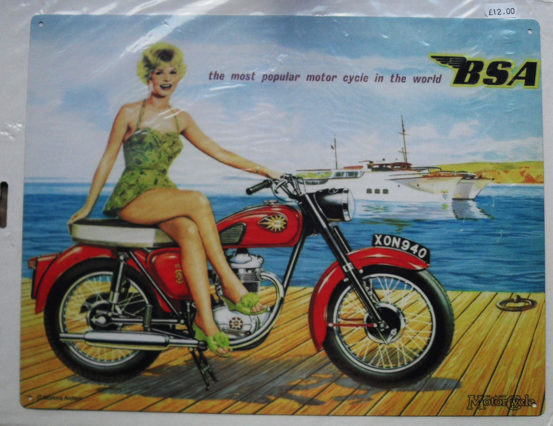 MOTORCYCLE - BSA VERY LARGE METAL WALL PLAQUE