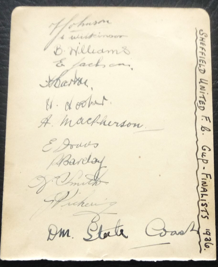 SHEFFIELD UNITED 1936 FA CUP FINAL AUTOGRAPH PAGE