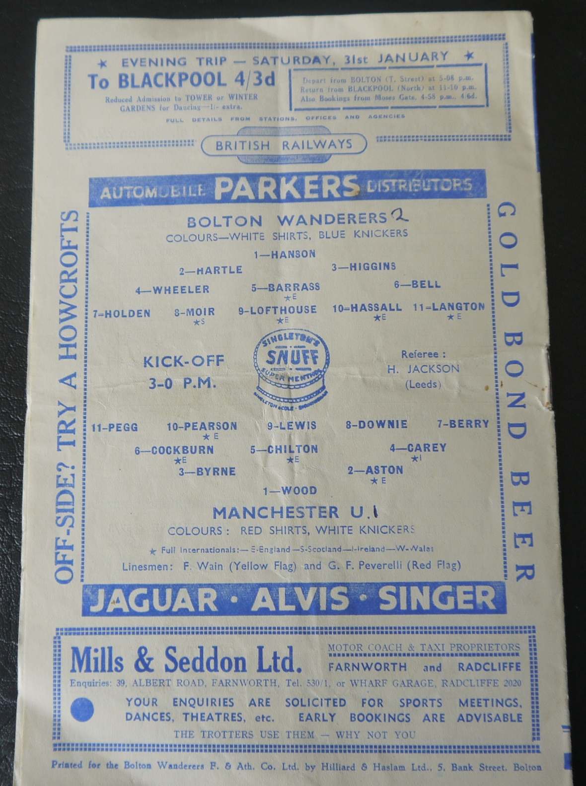 1952-53 BOLTON WANDERERS V MANCHESTER UNITED - Image 2 of 2