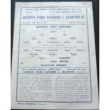 1942-43 QUEENS PARK RANGERS V CLAPTON ORIENT WAR LEAGUE CUP