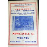 1950-51 FA CUP SEMI-FINAL REPLAY NEWCASTLE UNITED V WOLVERHAMPTON WANDERERS PIRATE PROGRAMME