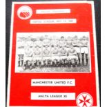 1961 MALTA LEAGUE V MANCHESTER UNITED RARE FRIENDLY