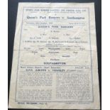 1943-44 QUEENS PARK RANGERS V SOUTHAMPTON