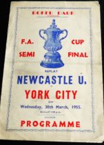 1955 FA CUP SEMI-FINAL NEWCASTLE UNITED V YORK CITY PIRATE PROGRAMME