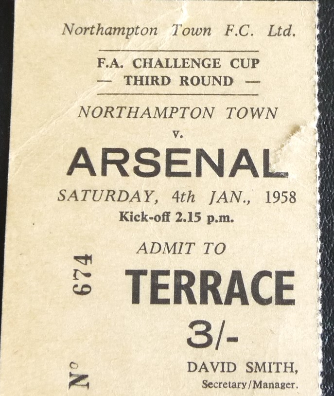 1957-58 NORTHAMPTON TOWN V ARSENAL FA CUP TICKET