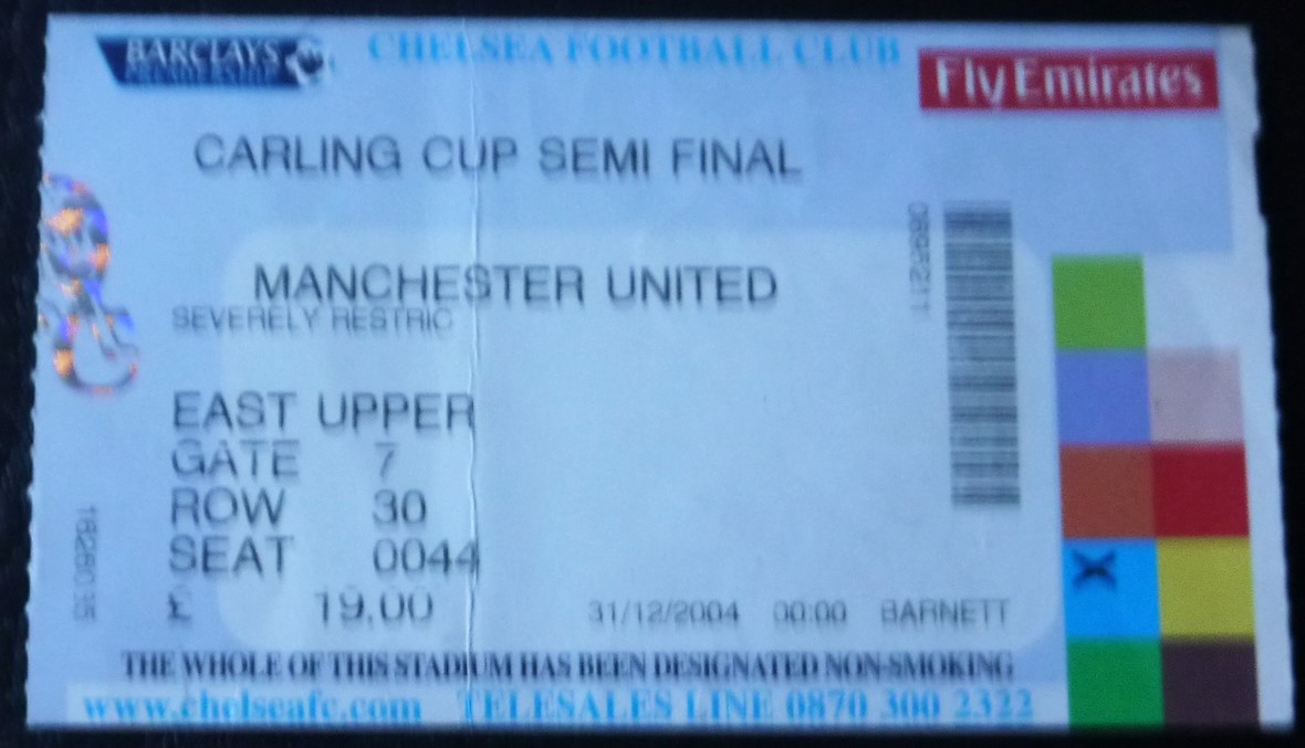 2004 CHELSEA V MANCHESTER UNITED CARLING CUP S/F TICKET
