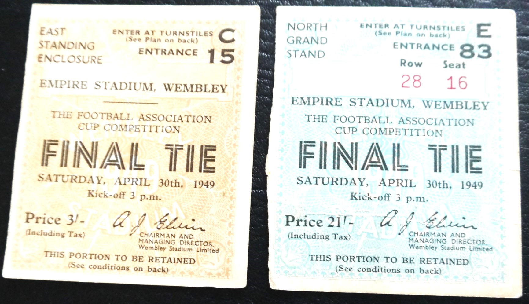 1949 FA CUP FINAL LEICESTER CITY V WOLVERHAMPTON WANDERERS TICKETS