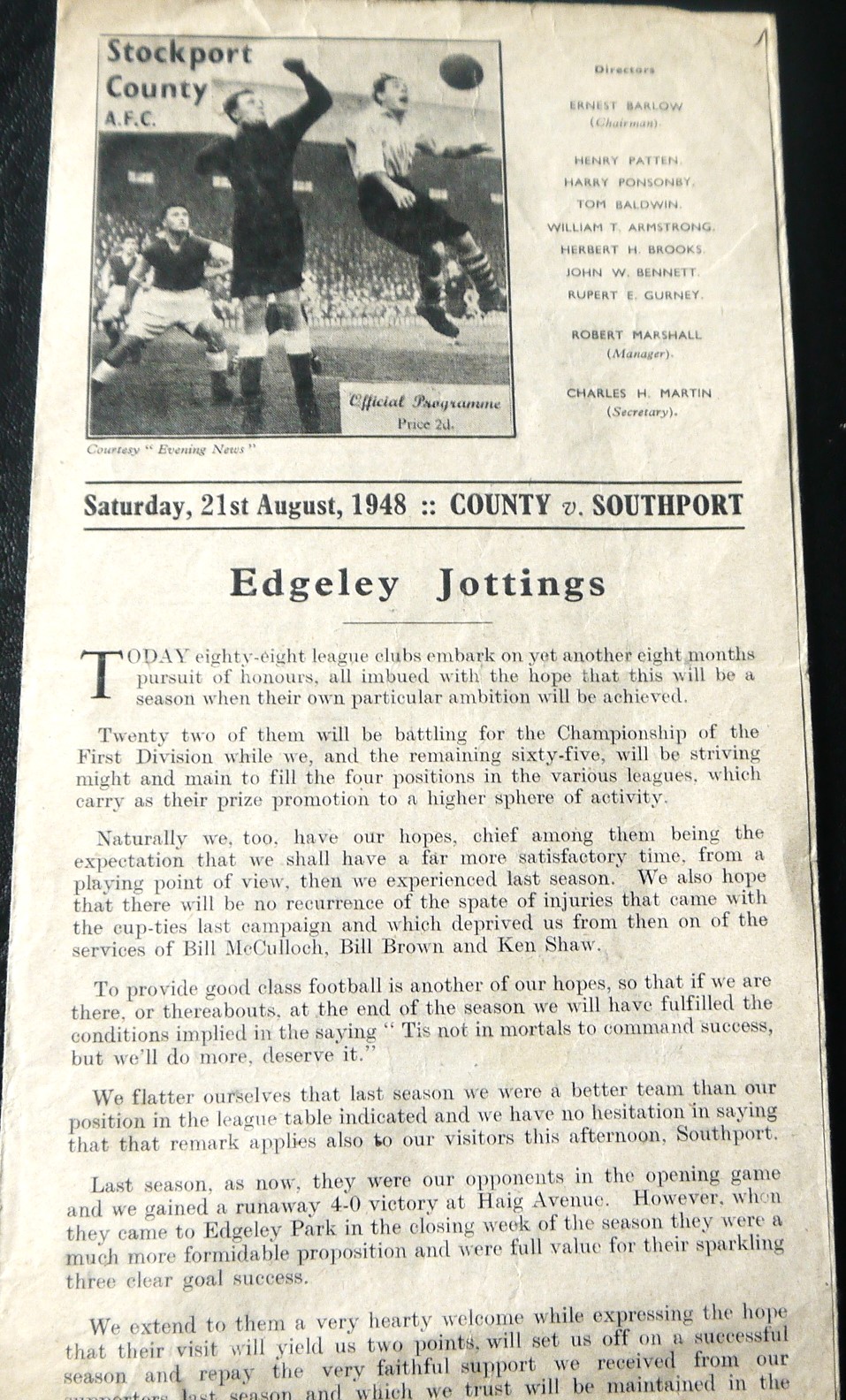 1948-49 STOCKPORT COUNTY V SOUTHPORT