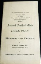 ARSENAL 1950 FA CUP FINAL DINNER & DANCE TABLE PLAN