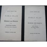 1934 & 1935 ARSENAL MENUS & TABLE PLANS