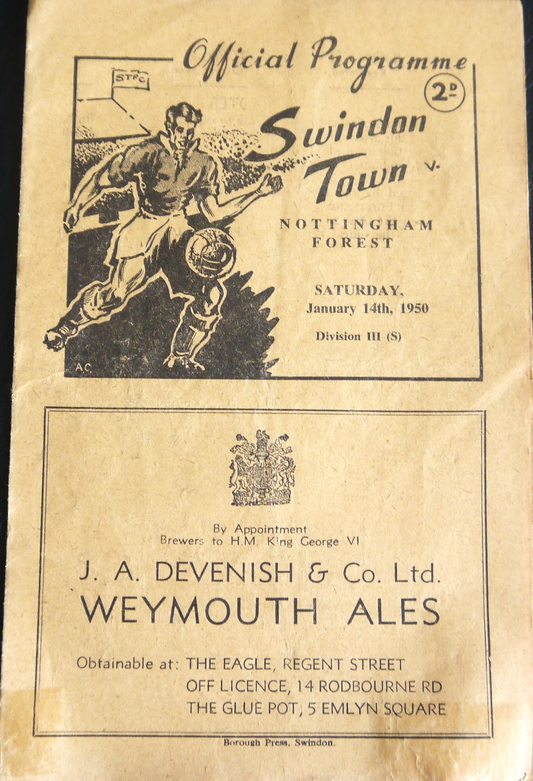 1949-50 SWINDON TOWN V NOTTINGHAM FOREST