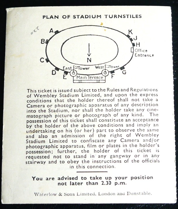 1952 FA CUP FINAL ARSENAL V NEWCASTLE UNITED TICKET - Bild 2 aus 2