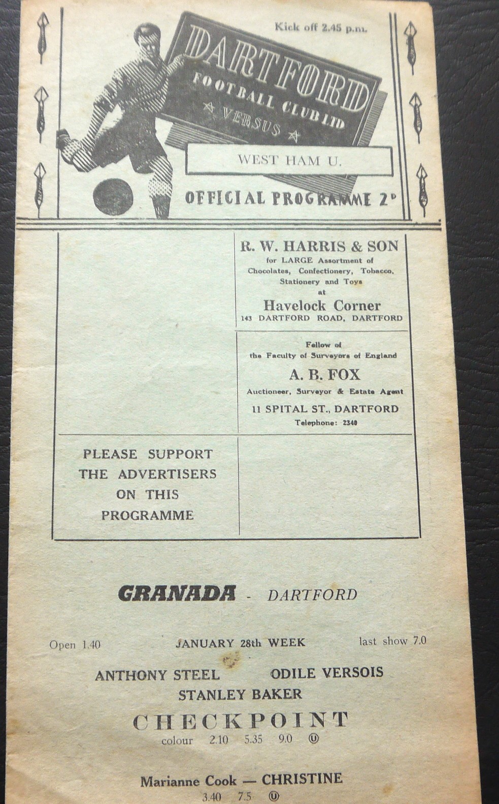 1956-57 DARTFORD V WEST HAM UNITED 'A'