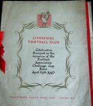 LIVERPOOL 1950 FA CUP FINAL DINNER MENU