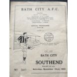 1952-53 BATH CITY V SOUTHEND UNITED FA CUP