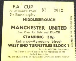 1971-72 MIDDLESBROUGH V MANCHESTER UNITED FA CUP 5TH ROUND REPLAY TICKET