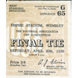 1938 FA CUP FINAL HUDDERSFIELD TOWN V PRESTON NORTH END TICKET