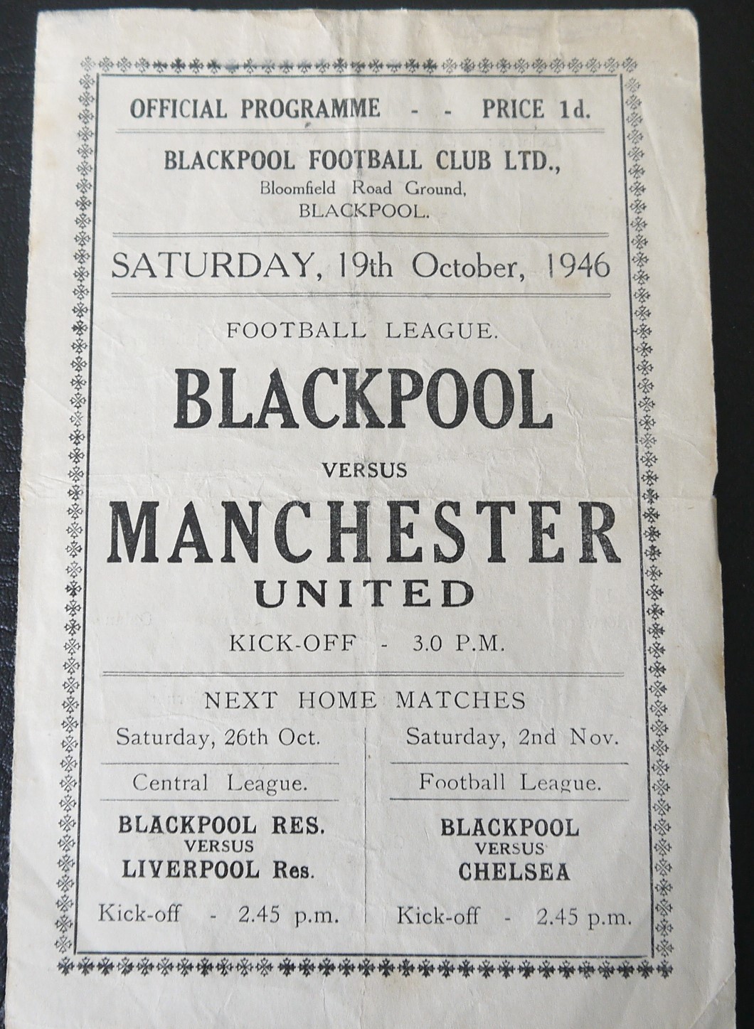 1946-47 BLACKPOOL V MANCHESTER UNITED