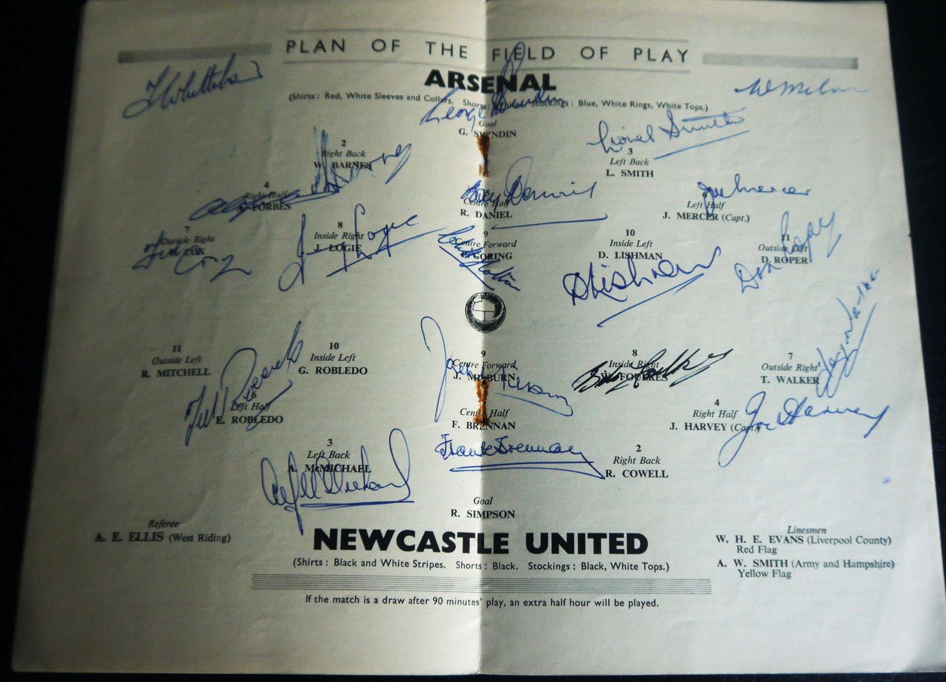 1952 FA CUP FINAL ARSENAL V NEWCASTLE UNITED FULLY SIGNED BY BOTH TEAMS - Bild 2 aus 2