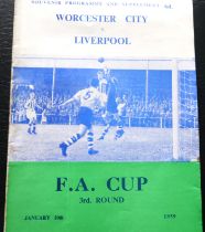 1958-59 WORCESTER CITY V LIVERPOOL FA CUP 3RD ROUND