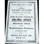 1949 FA CUP SEMI-FINAL REPLAY MANCHESTER UNITED V WOLVERHAMPTON WANDERERS