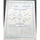 1942-43 QUEENS PARK RANGERS V SOUTHAMPTON WAR CUP