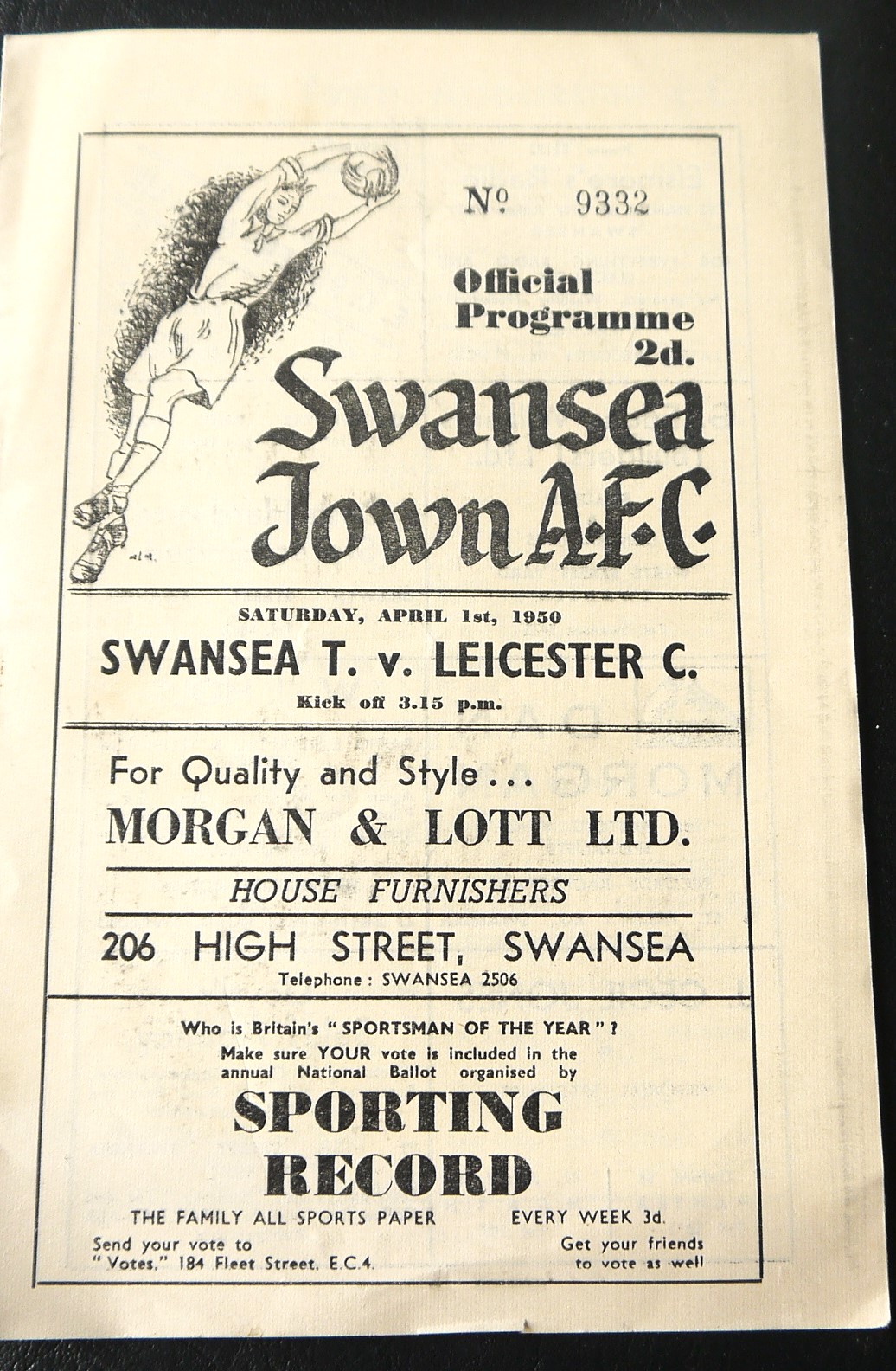1949-50 SWANSEA TOWN V LEICESTER CITY