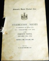 1952 NEWCASTLE UNITED FA CUP FINAL MULTI SIGNED MENU