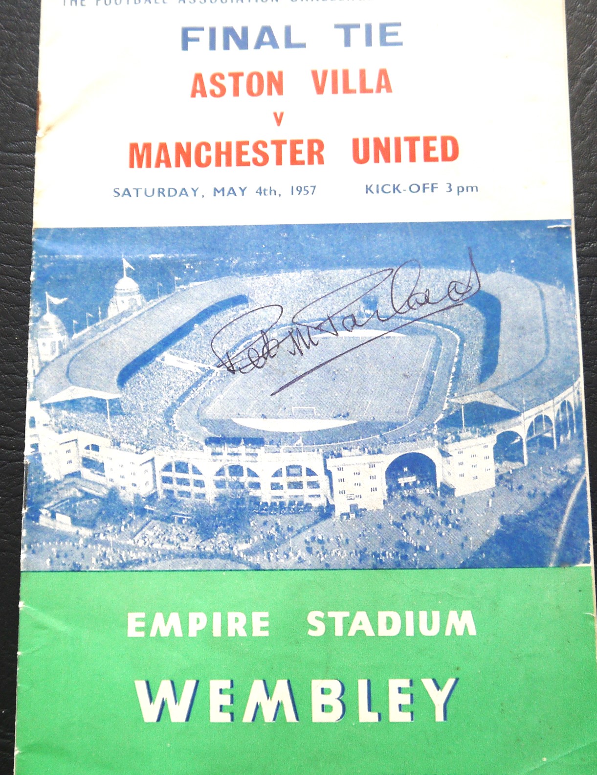 1957 FA CUP FINAL ASTON VILLA V MANCHESTER UNITED SIGNED BY PETER McPARLAND