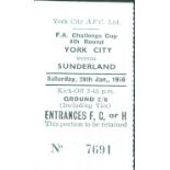 1955-56 YORK CITY V SUNDERLAND AFC FA CUP TICKET