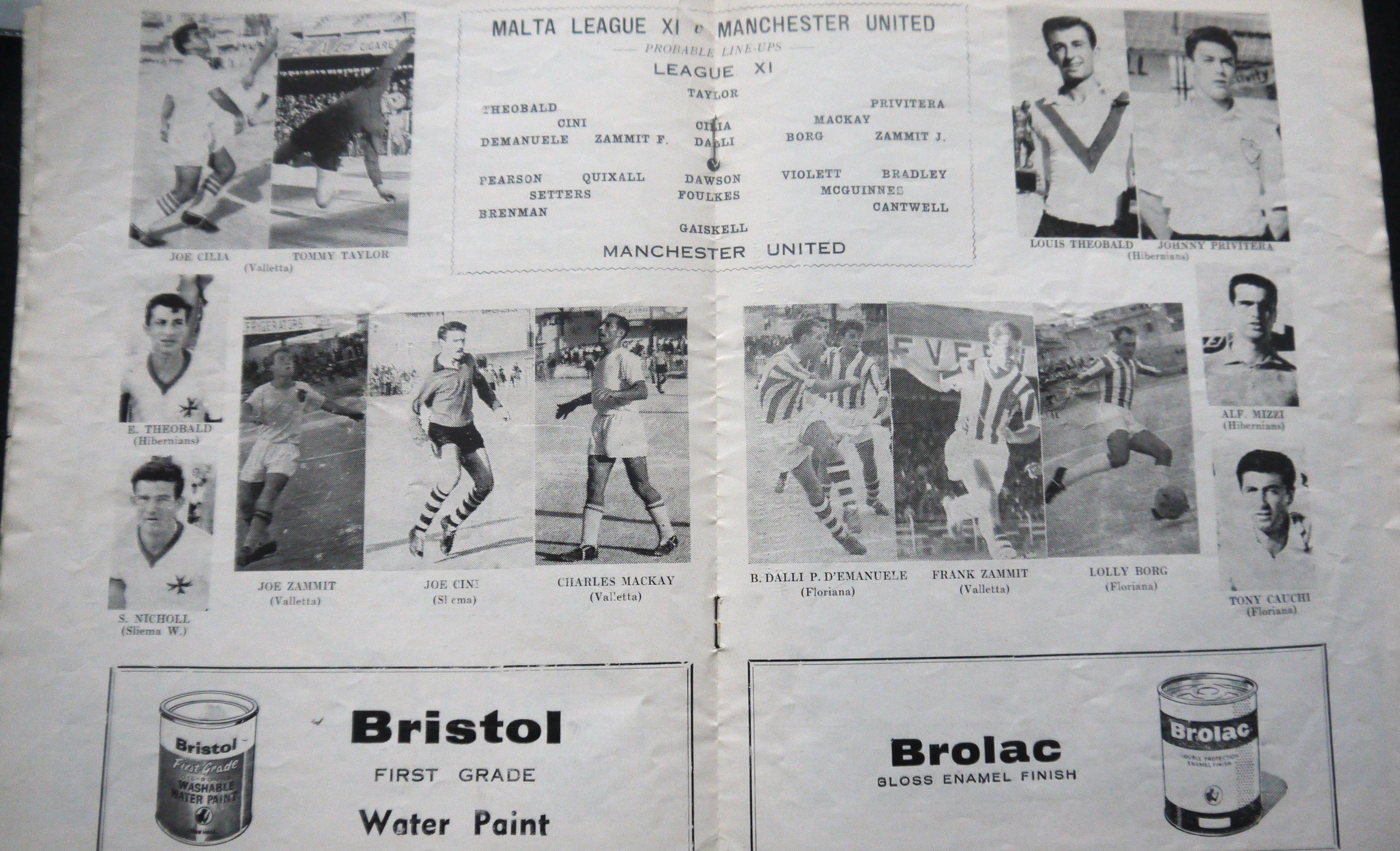 1961 MALTA LEAGUE V MANCHESTER UNITED RARE FRIENDLY - Bild 2 aus 2