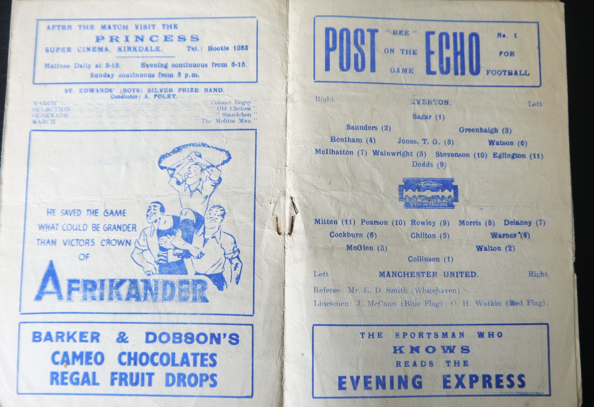 1946-47 EVERTON V MANCHESTER UNITED - Image 2 of 2