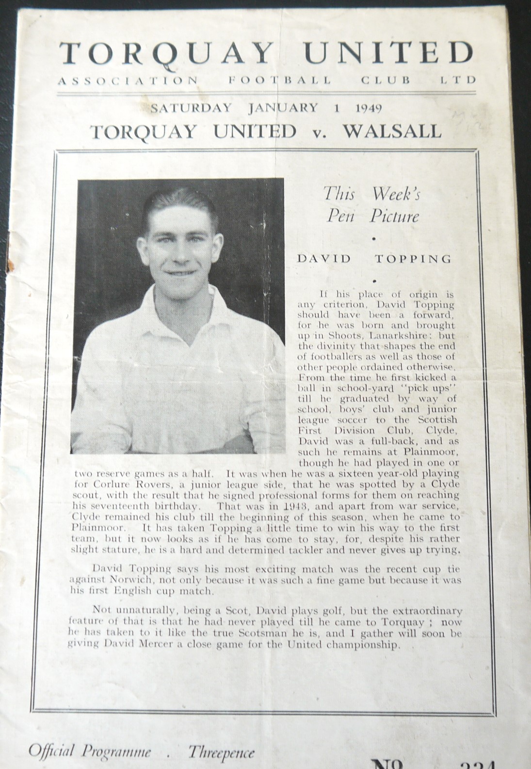 1948-49 TORQUAY UNITED V WALSALL