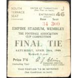 1948 FA CUP FINAL BLACKPOOL V MANCHESTER UNITED TICKET