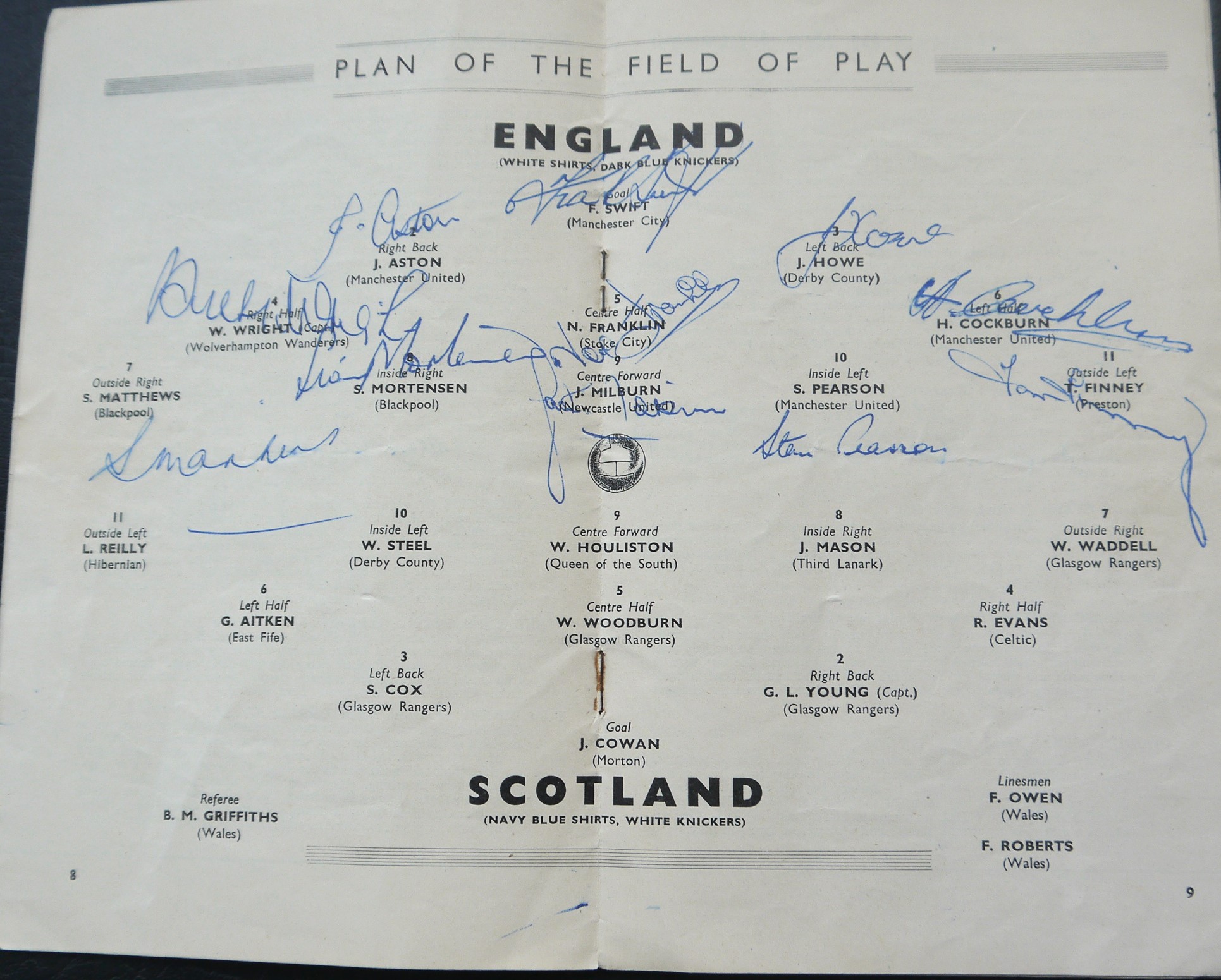 1949 ENGLAND V SCOTLAND PROGRAMME FULLY SIGNED BY THE ENGLAND PLAYERS - Bild 2 aus 2