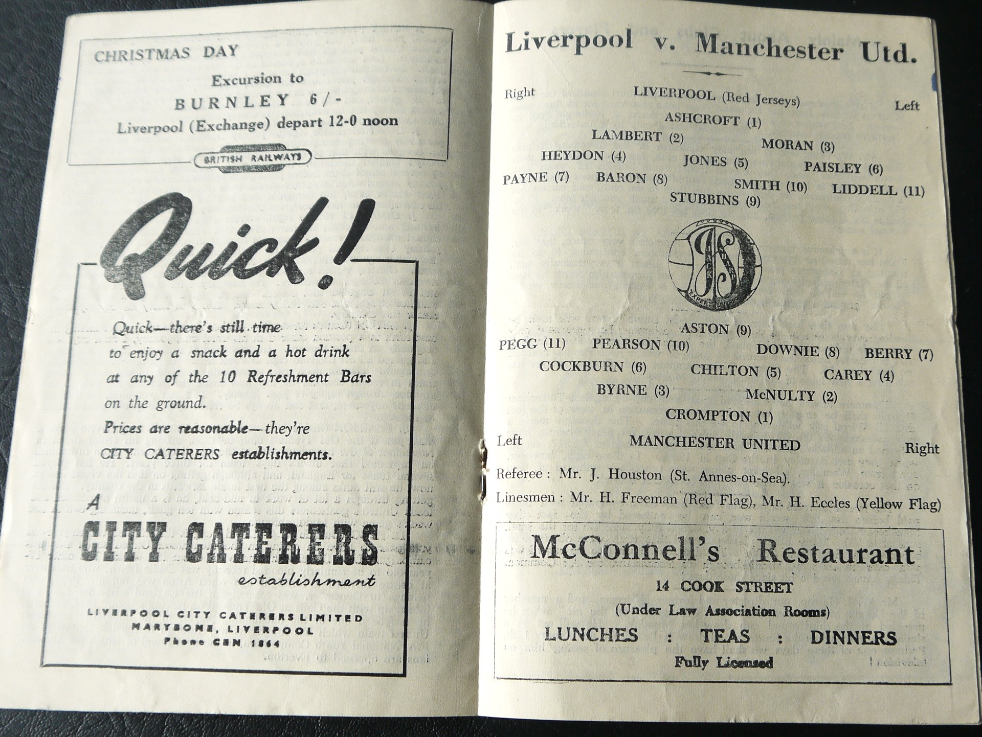 1952-53 LIVERPOOL V MANCHESTER UNITED - Image 2 of 2