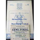 1957 FA CUP S/F BIRMINGHAM CITY V MANCHESTER UNITED PROGRAMME & TICKET