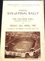 1947 FA CUP FINAL BURNLEY V CHARLTON EVE OF THE FINAL RALLY PROGRAMME